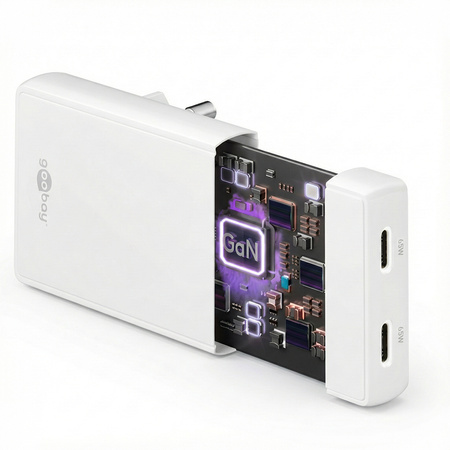 Ładowarka pionowa Goobay 65W 2x USB-C PD biała