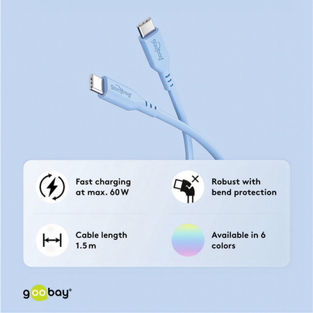 Kabel USB-C 2.0 Goobay silikonowy niebieski 1.5m