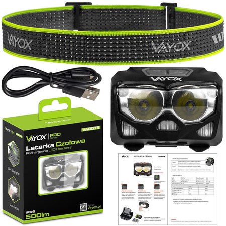 Headlamp flashlight 500lm motion sensor VAYOX VA0078
