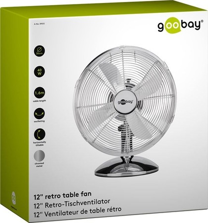 Goobay 12" 40W metal chrome desk fan