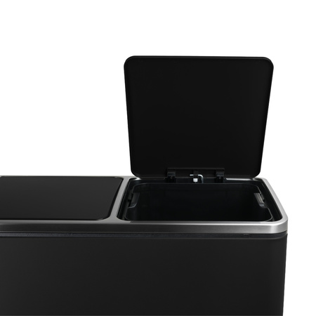 Kosz na śmieci metalowy podwójna komora czarny