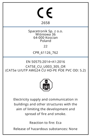 Kroucená dvojlinka CAT5e U/UTP AWG24 CU POE PVC Eca 305m