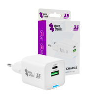 Ładowarka 2w1 USB-C USB PD Quick 35W 3.6A biała