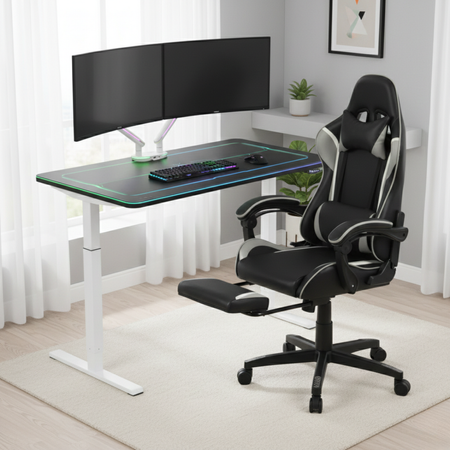 Zestaw gamingowy Spacetronik biurko elektryczne RGB uchwyt fotel 120x60