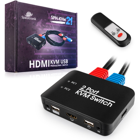 USB + HDMI 2/1 Spacetronik KVM-Umschalter SPH-KVM21