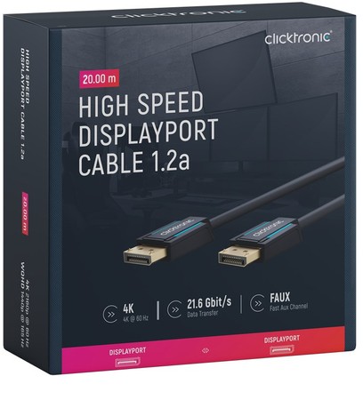 CLICKTRONIC DisplayPort DP - DP 1.2 4K cable 20m