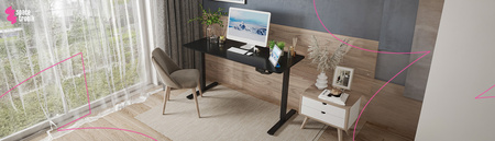 Zestaw ergonomiczny LUMBO 44 + biurko manualne SPE-O113 Moris 120×60 czarne