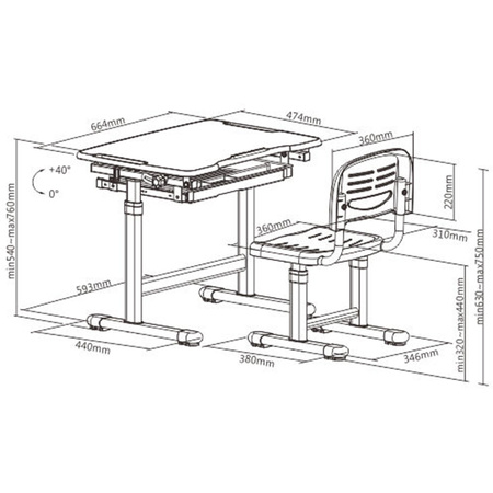 Biurko i Krzesło Dziecięce Spacetronik SPEX122WA