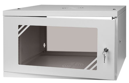 Szafa RACK 19'' 6U 600x450mm SZARA Szklane drzwi