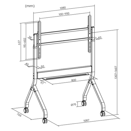 Mobilny Stojak TV SPET05G z Elektryczną Regulacją dla Ekranów 55–90 cali