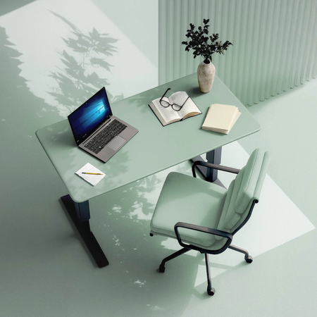 Biurko regulowane Vegard elektryczne dwusilnikowe MDF granatowo-zielone