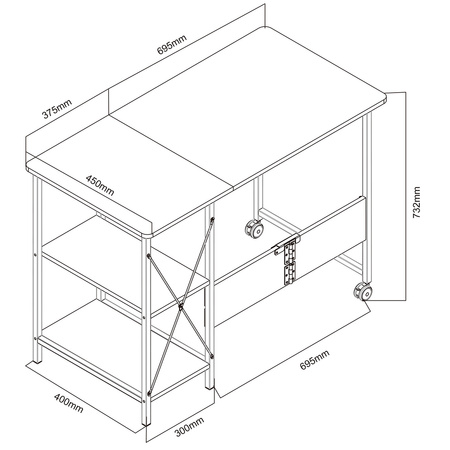 Biurko składane z szafką 73 cm Spacetronik FUNKY