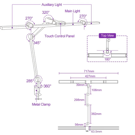 Glow D1 LED shadowless drafting desk lamp
