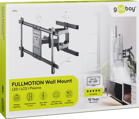 Goobay PRO FULLMOTION XL 43"-100" 60kg držiak na TV