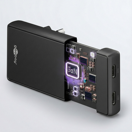 Ładowarka pionowa Goobay 65W 2x USB-C PD czarna