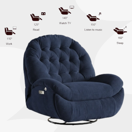 Fotel elektrycznie regulowany Spacetronik Flax 04 relaksacyjny bujany granatowy