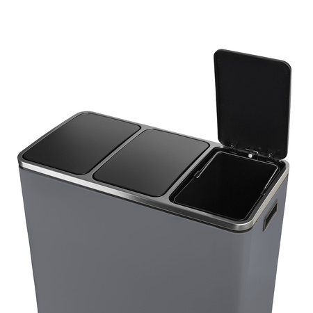 Kosz na śmieci metalowy 3x18L szary 54L