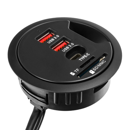 Spacetronik runde Tischsteckdose SPS-R0D5B