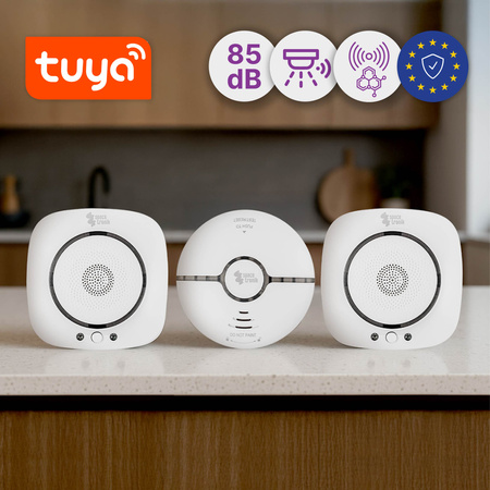 Czujnik 3x dymu gazu czadu zestaw Tuya SL-DZ-CDG01