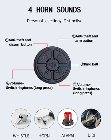 Bike bell with alarm and remote control WT11 WindMoon