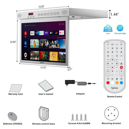 Sylvox 15.6" Smart kuchenny Google TV Wifi BT