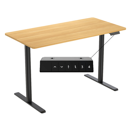 Biurko elektryczne 120×60 z fotelem Springle 44 i lampą biurkową Glow D5