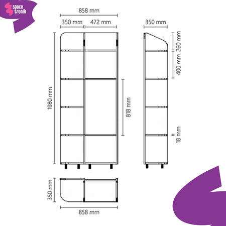 Regał z 8 półkami 198cm Spacetronik SPE-PODF01