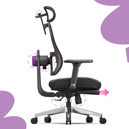 Zestaw ergonomiczny do biura krzesło LUMBO 22 + biurko manualne SPE-O113 100×60 czarne