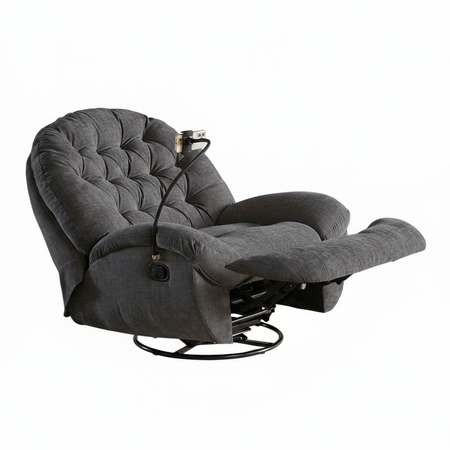 Rozkładany Fotel relaksacyjny obrotowy Spacetronik Flax 04M bujany szary