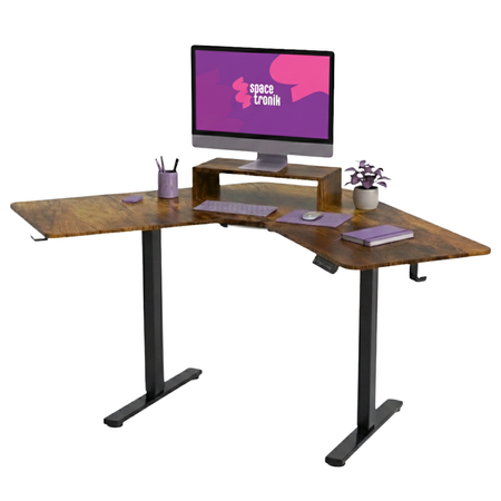 Biurko narożne regulowane SPEL112BR  Spacetronik 120x50 cm ciemne drewno