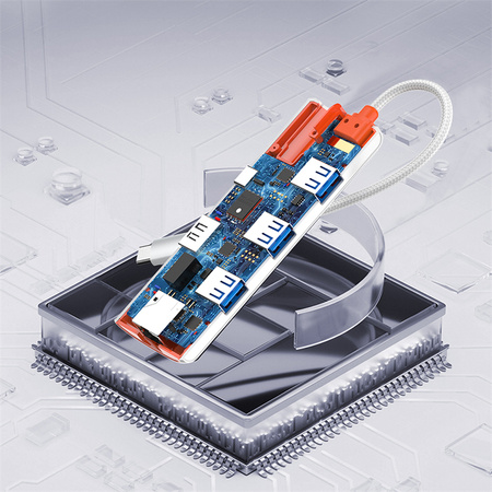 Adapter HUB USB-C 6w1 USB 3.0 HDMI PD RJ45 100W W