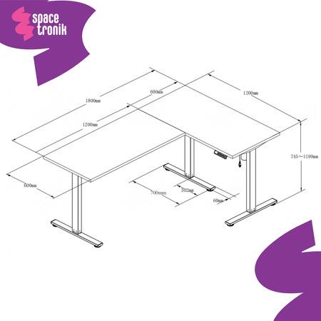 Elektryczne biurko Spacetronik Loris 123BB 180x120