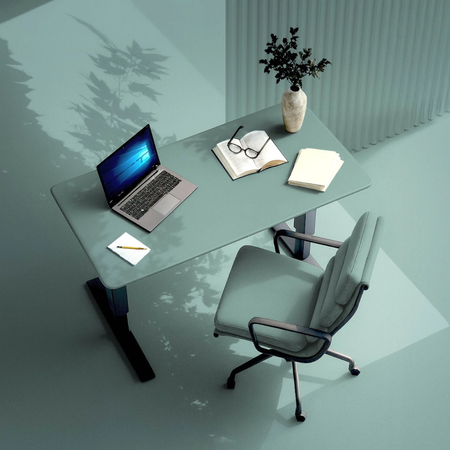 Biurko regulowane Vegard elektryczne dwusilnikowe MDF czarno-zielone