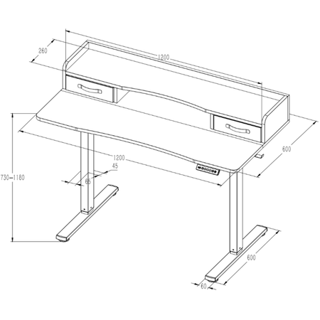 Biurko Elektryczne z Szufladą Spacetronik SPEF134BM 120x60 cm z pamięcią drewno