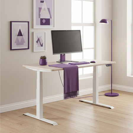 Elektryczne biurko regulowane 140×70 Latte Royale – dwusilnikowe