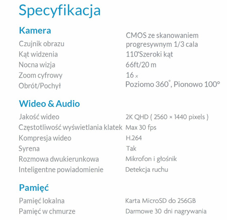 Kamera WiFi HomeGuard AI zewnętrzna 2K HGWOB-253