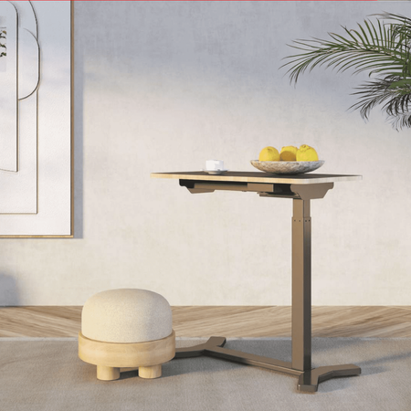 Buddy adjustable table on wheels white, wood