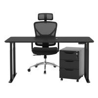 Zestaw do nowoczesnego biura: biurko elektryczne + fotel + szafka czarny
