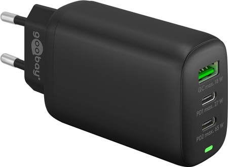 2x USB-C USB 65W sieťová nabíjačka Goobay BLACK