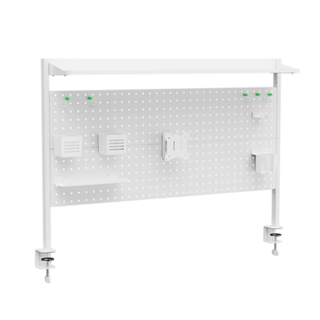 Zestaw Spacetronik: biurko regulowane 100×60 + krzesło dziecięce z podnóżkiem + nadstawka z pegboardem