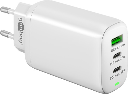 Ładowarka sieciowa 2x USB-C USB 65W Goobay BIAŁA