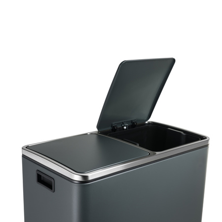 Kosz na śmieci metalowy podwójna komora szary