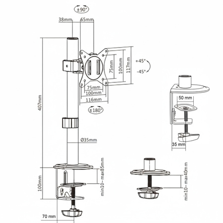 Uchwyt monitora Spacetronik SPA-110