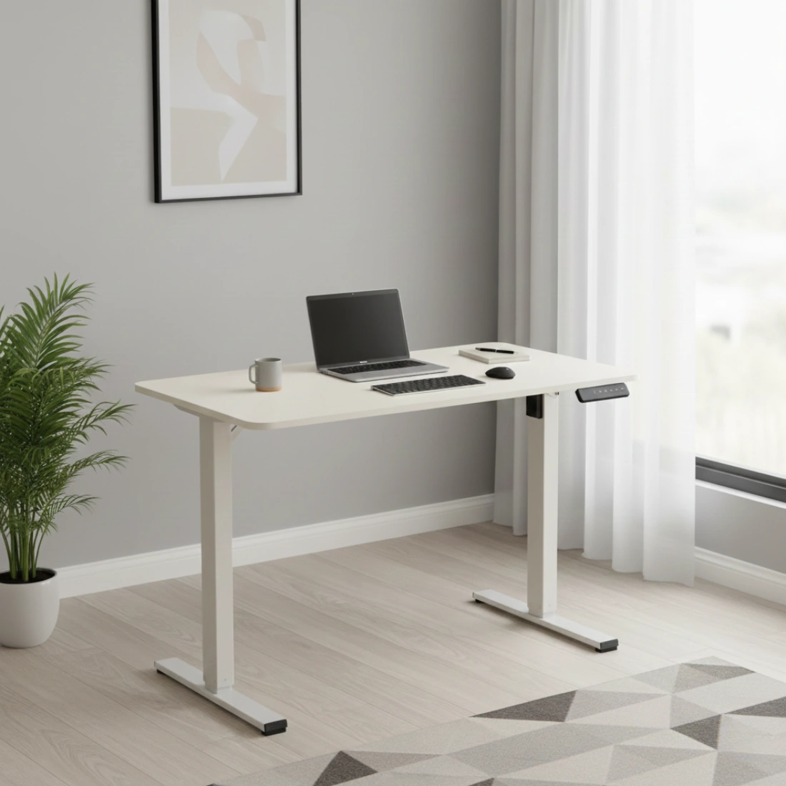 Stabilna konstrukcja biurka z udźwigiem 50 kg