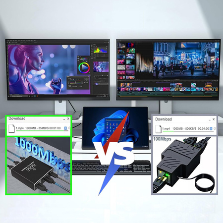 Rozdzielacz Ethernet RJ45 1 do 4 SP-SG104 Gigabit