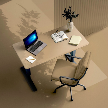 Stelaż elektryczny Spacetronik SPE-222OB + blat MDF premium złoty