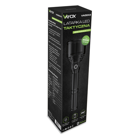 Taktická výkonná baterka 30W 3000lm VAYOX VA0043