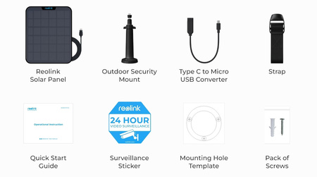 Panel solarny 6W USB-C Reolink Solar2 czarny 4m