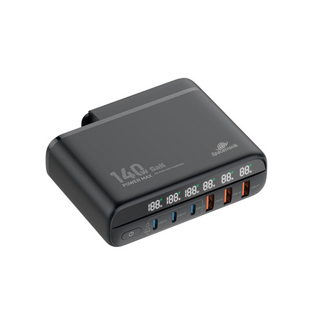 Nabíjecí stanice 140W GaN SR103 LED 6 USB PD+QC3.0