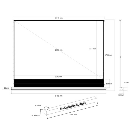 Podłgowy ekran do projektora przenośny 100" 16:9